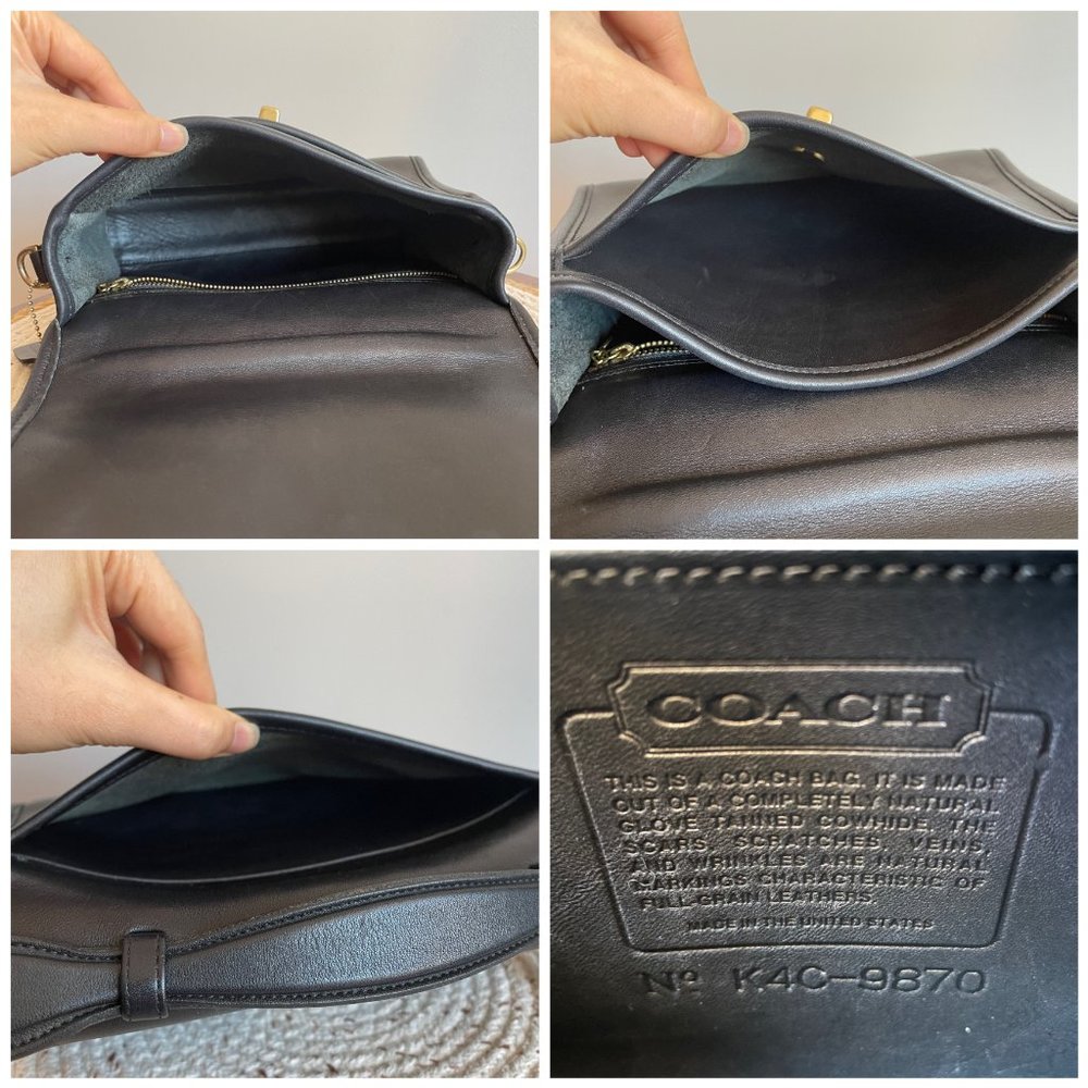 SOLD Vintage Coach Black Court Bag 9870, Coach Top Handle Bag, Coach Crossbody - Picture 11 of 14